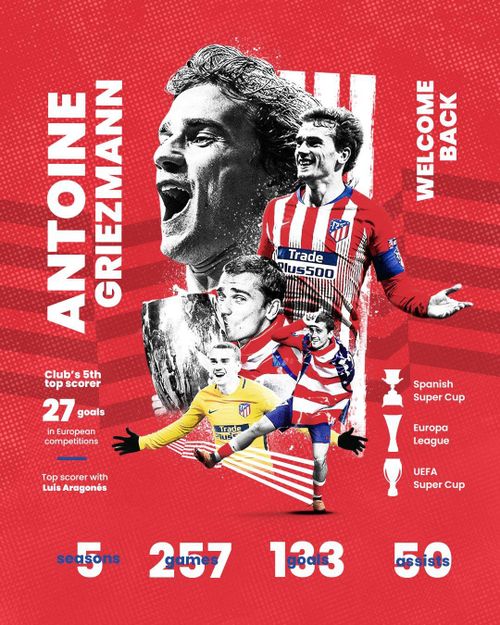  Griezmann viết tiếp hành trình dang dở cùng Atletico. Ảnh: Atletico. 