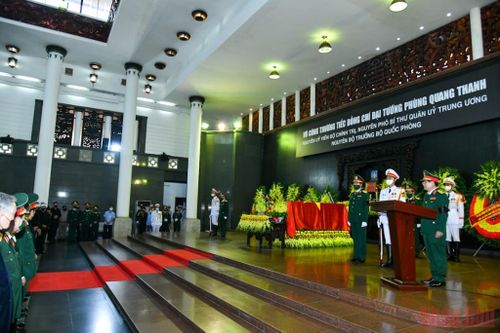 Trưa 15/9, Lễ truy điệu đồng chí Đại tướng Phùng Quang Thanh được cử hành trọng thể theo nghi thức lễ tang cấp Nhà nước tại Nhà Tang lễ quốc gia, số 5 Trần Thánh Tông (Hà Nội).