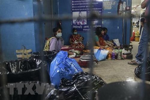 Trẻ em bị ốm điều trị tại bệnh viện ở Siliguri, Ấn Độ, ngày 15/9. (Ảnh: AFP/TTXVN)