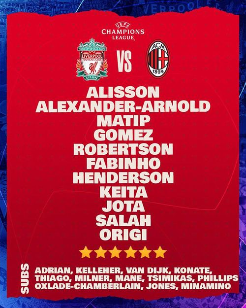 Đội hình xuất phát của Liverpool