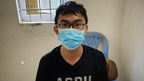 Đối tượng Hiếu tại cơ quan công an.