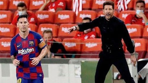 Messi và HLV Simeone.