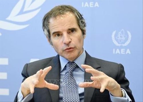 Tổng Giám đốc IAEA Rafael Grossi trả lời phỏng vấn báo chí tại Vienna, Áo, ngày 14/4/2021. Ảnh: Kyodo/TTXVN