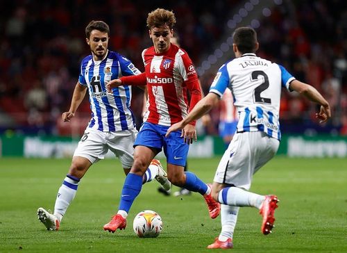 Antoine Griezmann thi đấu xông xáo nhưng không thể ghi bàn trận này