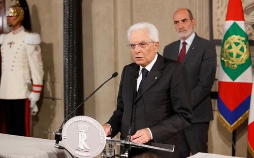 Tổng thống Sergio Mattarella phát biểu ý kiến tại Phủ Tổng thống ở in Rome, Italia, tháng 8/2019. (Ảnh: Reuters)