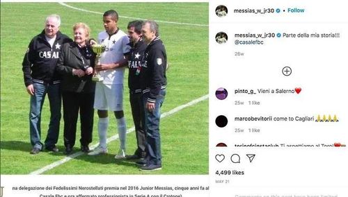 Messias từng được đào tạo tại lò của CLB Cruzeiro (Brazil) trước khi đến Ý