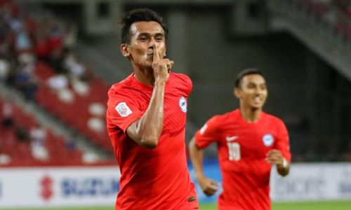 Adam Swandi mừng bàn mở tỷ số trận thắng Timor Leste 2-0.