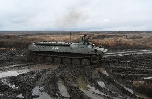 Hình ảnh quân đội Nga ở gần biên giới Ukraine vào tháng 12/2021. Ảnh: Reuters.