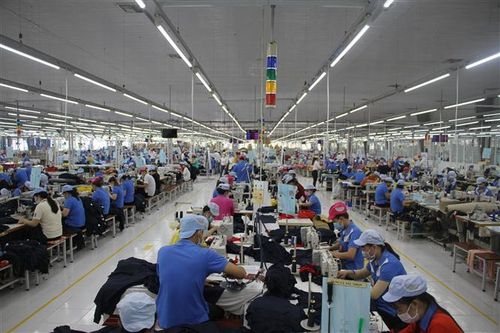 Vượt qua những khó khăn và ảnh hưởng của dịch COVID-19, nhà máy may Vinatex Bạc Liêu (Khu công nghiệp Trà Kha) vẫn hoạt động ổn định. Ảnh: TTXVN.