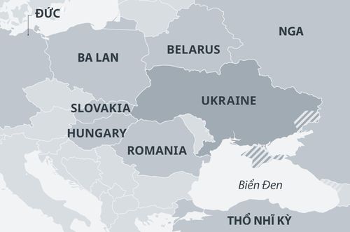Ukraine tiếp giáp Ba Lan về phía tây. Đồ họa: DW.