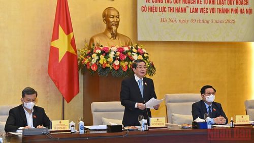  Phó Chủ tịch Quốc hội Nguyễn Đức Hải, Trưởng đoàn giám sát, phát biểu tại buổi làm việc. (Ảnh Duy Linh)