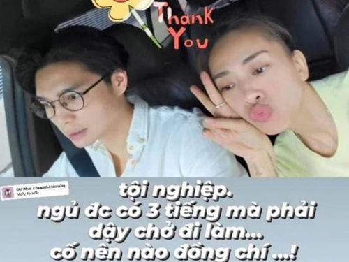 Mới đây, Ngô Thanh Vân khoe được Huy Trần chở đi làm vào buổi sáng. Nàng đả nữ động viên nửa kia bởi anh chỉ mới ngủ được 3 tiếng. Ảnh: Công lý và xã hội