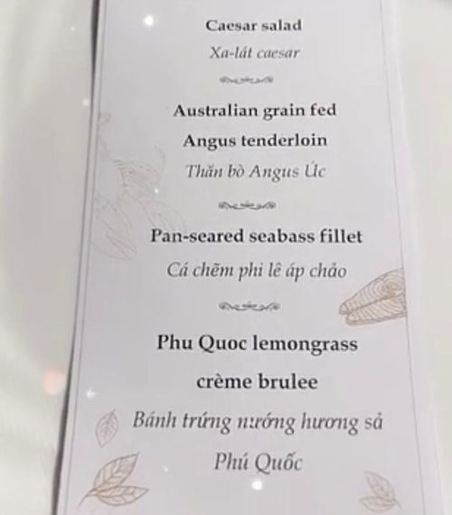 Thực đơn tiệc độc thân của Ngô Thanh Vân