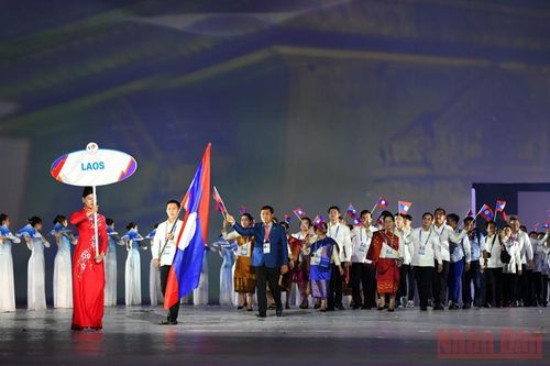 Đoàn thể thao Lào tham dự SEA Games 31 với 280 vận động viên. (Ảnh: THÀNH ĐẠT) 