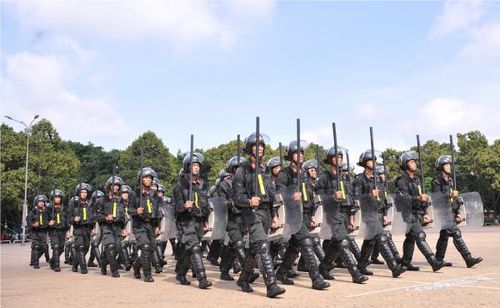 Lực lượng CSCĐ diễu hành đội ngũ tại buổi lễ.