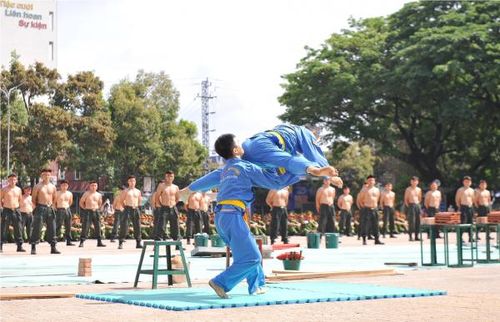 Một pha trình diễn võ thuật của lực lượng Cảnh sát Đặc nhiệm tại buổi lễ.