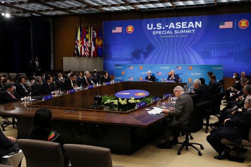 Tổng thống Biden phát biểu tại hội nghị thượng đỉnh. Ảnh: Reuters.