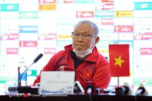 HLV Park Hang-seo tại buổi họp báo trước trận chung kết môn bóng đá nam SEA Games 31. Ảnh: VFF.