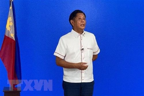 Ông Ferdinand Marcos Jr phát biểu tại cuộc họp báo ở Manila, Philippines, ngày 9/5. (Ảnh: AFP/TTXVN)