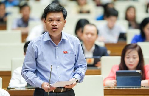 Đại biểu Tạ Đình Thi (Đoàn Hà Nội) tranh luận.