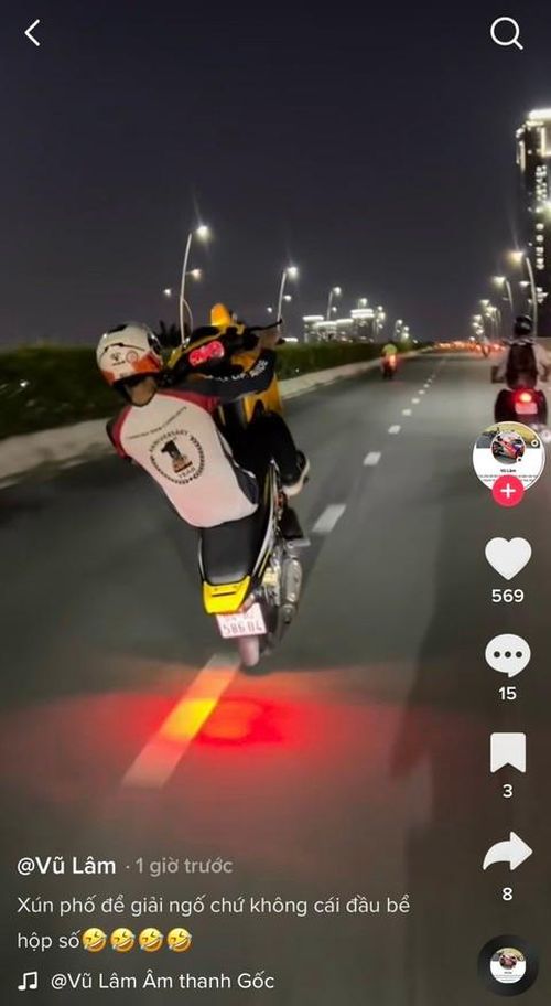 Tài khoản Tiktok @vu_lam1910 đăng đoạn clip vi phạm Luật giao thông nhằm câu like trên mạng xã hội