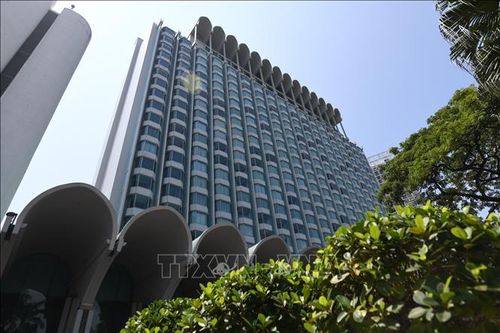 Khách sạn Shangri-La ở thủ đô Singapore, nơi dự kiến tổ chức Đối thoại Shangri-La. Ảnh: AFP/TTXVN