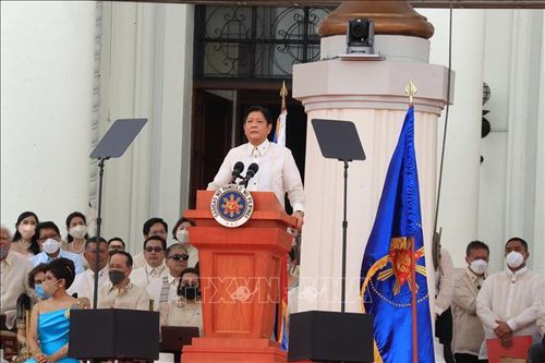 Tổng thống Ferdinand Romualdez Marcos Jr. phát biểu nhậm chức Tổng thống thứ 17 của Cộng hòa Philippines. Ảnh: Lâm Khánh/TTXVN