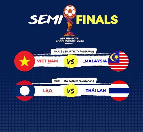 Lịch thi đấu bán kết Giải bóng đá U19 Đông Nam Á 2022. Ảnh: VFF