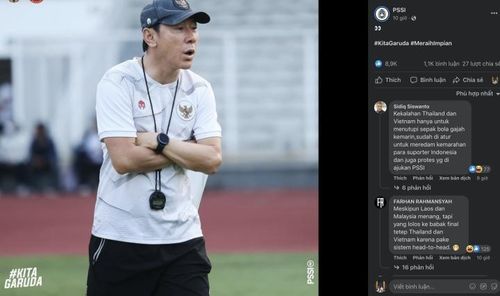 Trang Facebook của PSSI đăng hình ảnh HLV Shin Tae-yong ngay sau khi U19 Việt Nam và U19 Thái Lan bị loại. 