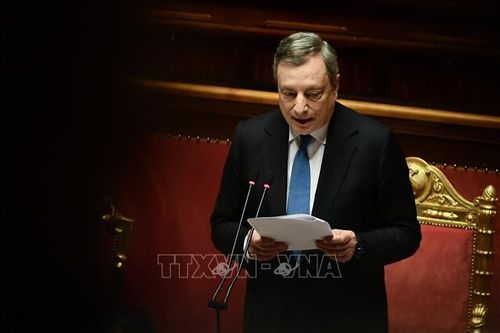 Thủ tướng Italy Mario Draghi phát biểu tại một phiên họp của Thượng viện ở Rome. Ảnh tư liệu: AFP/TTXVN