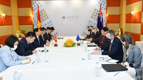 Bộ trưởng Ngoại giao Bùi Thanh Sơn gặp Bộ trưởng Ngoại giao New Zealand Nanaia Mahuta. (Ảnh: Tuấn Anh)