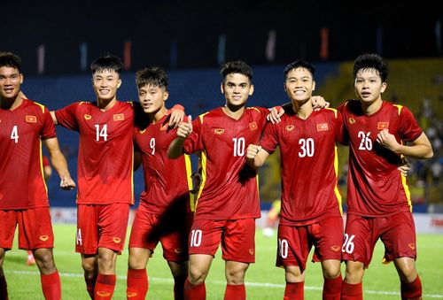 Với 2 chiến thắng liên tiếp, U19 Việt Nam chắc chắn giành quyền chơi trận chung kết tranh vô địch tại giải U19 quốc tế Thanh Niên 2022. Ảnh: VFF