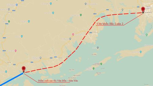  Tuyến cao tốc Tiên Yên - Móng Cái dài 63 km đi qua 4 địa phương của Quảng Ninh. Ảnh: Google Maps. 