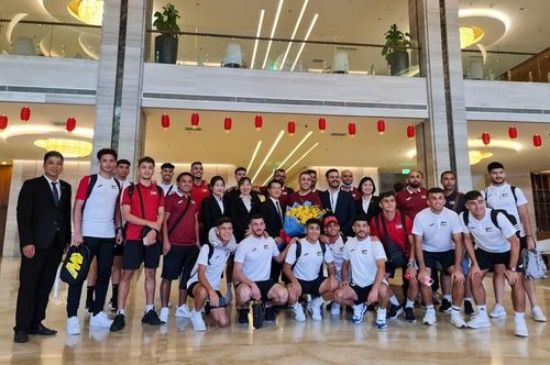 U20 Palestine có mặt ở khách sạn tại Phú Thọ vào ngày 1/9. Ảnh: VFF.