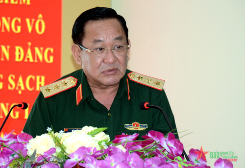 Thượng tướng Võ Minh Lương phát biểu tại buổi lễ.