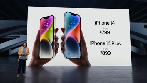Giá bán iPhone 14 là 799 USD (khoảng 18.8 triệu đồng) còn iPhone 14 Plus là 899 USD (khoảng 21.2 triệu đồng).