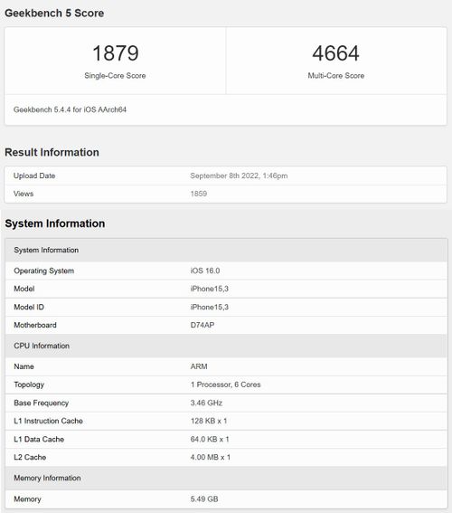 Điểm Geekbench của iPhone 14 Pro