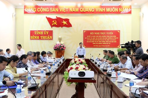 Cuộc họp sơ kết về ma túy ở Bình Thuận (Ảnh:TT Dân).