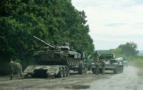 Một xe tăng Nga bị quân Ukraine thu giữ.