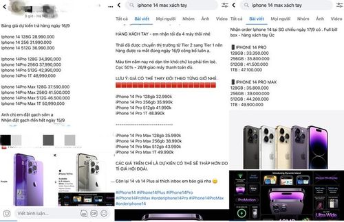 Bảng giá chênh lệch của các shop nhận đặt iPhone 14 tại Việt Nam