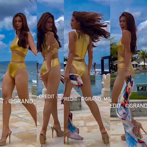 Thần thái của Thiên Ân cũng vô cùng ấn tượng tại phần thi áo tắm của Miss Grand International 2022.