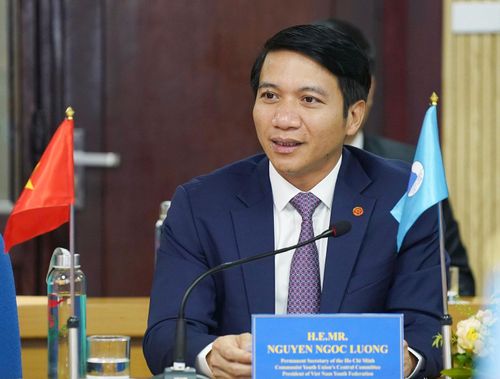 Anh Nguyễn Ngọc Lương - Bí thư thường trực T.Ư Đoàn TNCS Hồ Chí Minh, Chủ tịch Hội LHTN Việt Nam phát biểu tại buổi Hội đàm. Ảnh: BẢO ANH