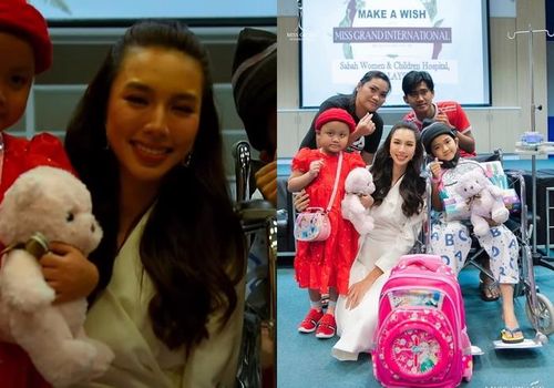 Hoa hậu Thùy Tiên cũng không thoát khỏi trình độ xử lý video yếu kém của Miss Grand International. Hình ảnh của cô trong chuyến công tác ở Malaysia (ảnh phải) trở nên tối tăm, mờ mịt sau khi xuất hiện trên sóng truyền hình, uổng cho 1 layout makeup được trau chuốt. (Ảnh: Miss Grand International)