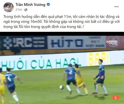 Minh Vương lên tiếng sau tình huống ngã trong vòng cấm địa. Ảnh: FBNV.