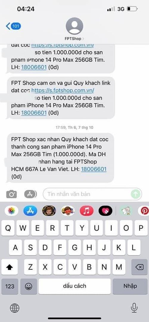  Dù đã đặt cọc từ 7/10 nhưng chị San vẫn không nhận được thêm thông báo về việc lùi lịch trả hàng. Ảnh: NVCC. 