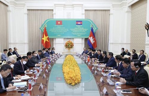 Hội đàm cấp cao Việt Nam-Campuchia (Ảnh: VGP)