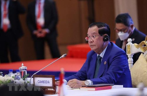  Thủ tướng Campuchia, Chủ tịch ASEAN 2022 Samdech Techo Hun Sen khai mạc hội nghị. (Ảnh: Dương Giang/TTXVN) 