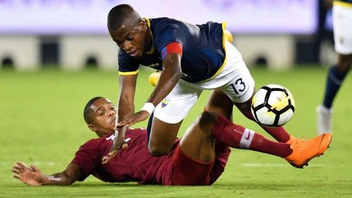 Đội tuyển Qatar (áo đỏ) từng thắng Ecuador ở trận giao hữu năm 2018.