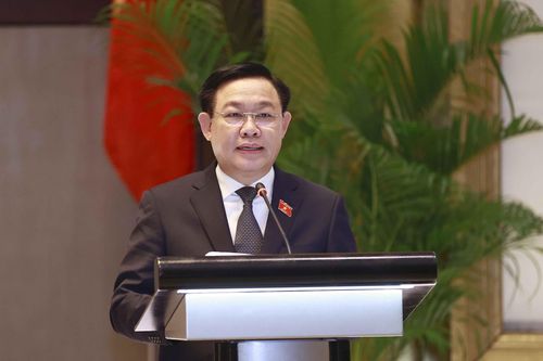 Chủ tịch Quốc hội Vương Đình Huệ phát biểu. (Nguồn: TTXVN)