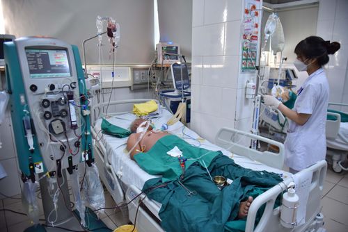  Một bệnh nhân sốt xuất huyết nguy kịch tại Bệnh viện Bệnh Nhiệt đới Trung ương. Ảnh: Trương Hiếu. 